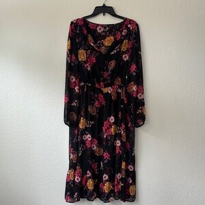 Torrid Black Dress with Pink and Gold Floral